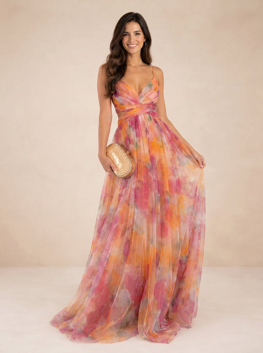 Claudia - Encantador vestido largo con estampado floral