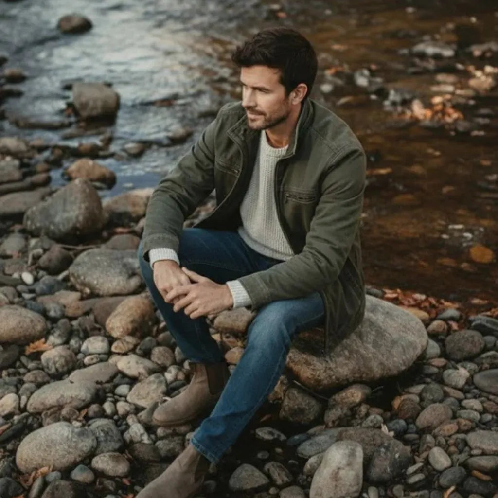 CARLOS™ | Chaqueta Vintage de Algodón con Cremallera