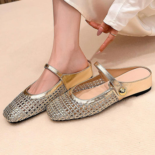 ✨👡 ¡NOVEDAD para 2026! Mules (zuecos) de mujer en tejido trenzado con punta cuadrada y cierre Mary Jane.🌸💖🎀