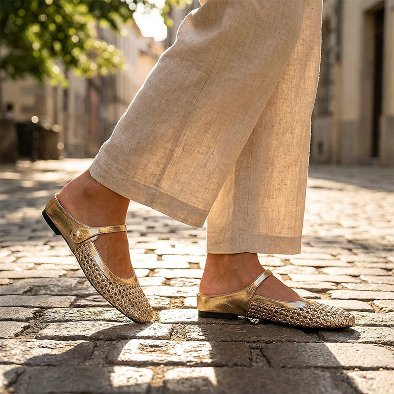 ✨👡 ¡NOVEDAD para 2026! Mules (zuecos) de mujer en tejido trenzado con punta cuadrada y cierre Mary Jane.🌸💖🎀